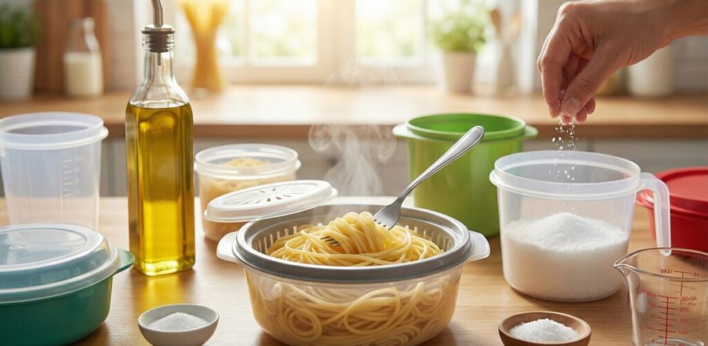 パスタをレンジで安く美味しく作るための容器とコツ